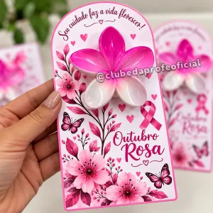 Cartão Outubro Rosa Flor