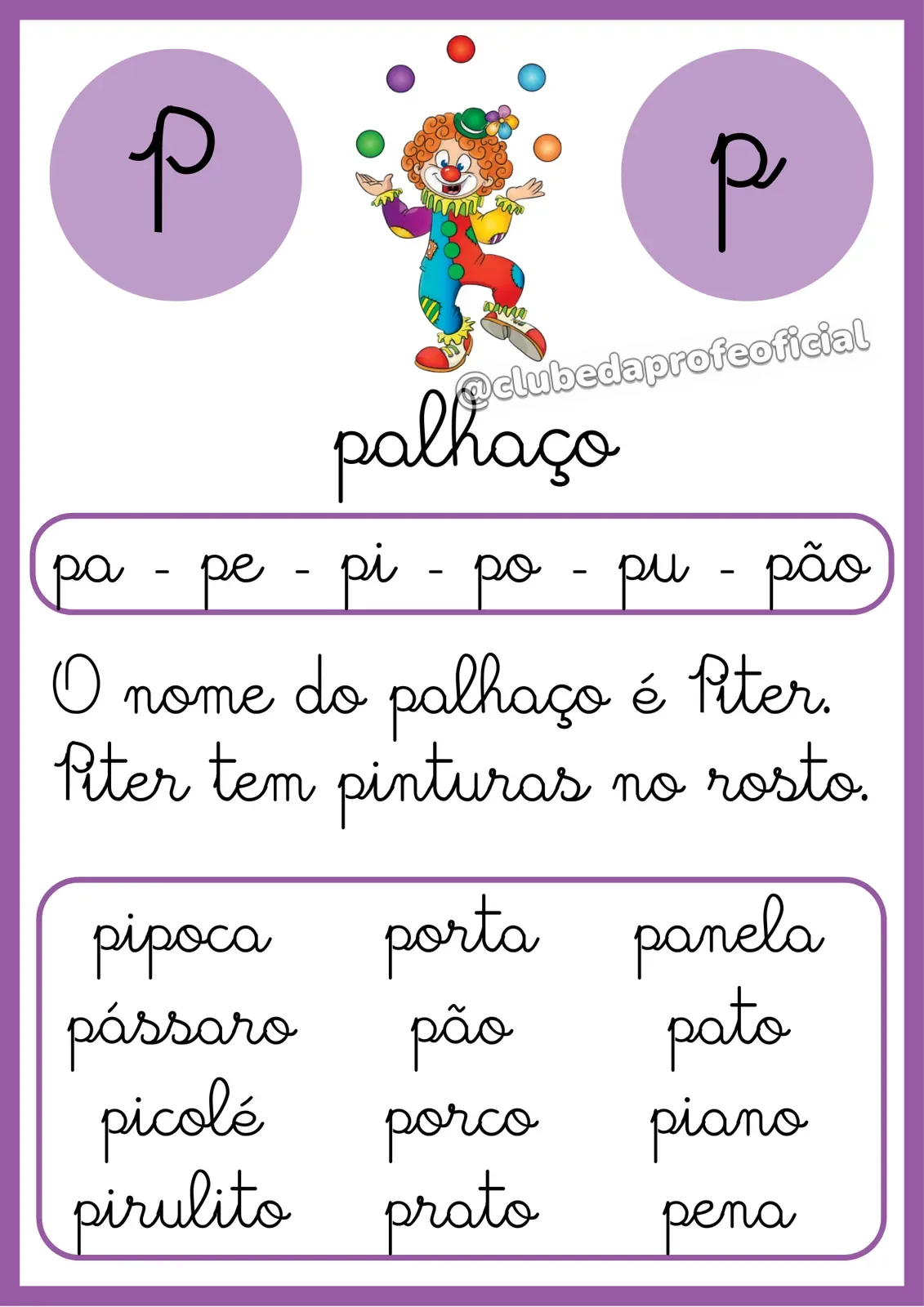 Fichas de Leitura em Letra Cursiva - foto 1 de 4