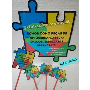 Painel e Plaquinhas Conscientização do Autismo - foto 2 de 2