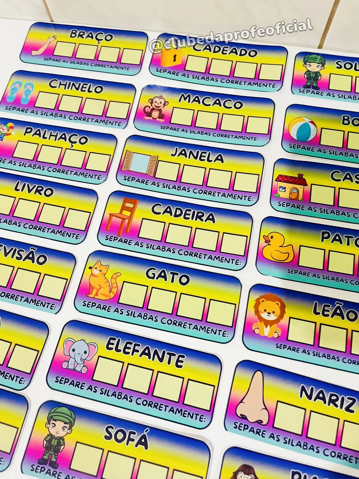 Cards Separe as Sílabas - foto 1 de 5