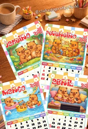 Kit Calendário Capivara 2026 com Chaveiro - foto 2 de 5