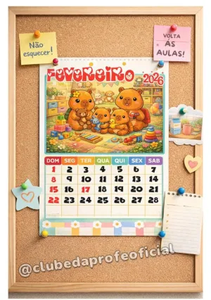 Kit Calendário Capivara 2026 com Chaveiro