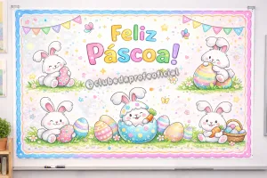 Painel Feliz Páscoa Coelhinhos