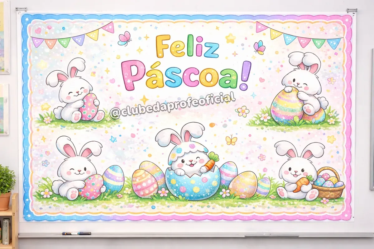 Painel Feliz Páscoa Coelhinhos - foto 1 de 3