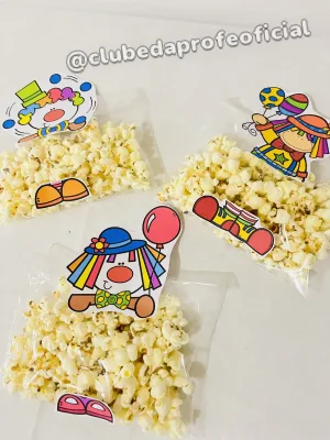 Lembrancinha de Palhaço para Saquinho de Pipoca