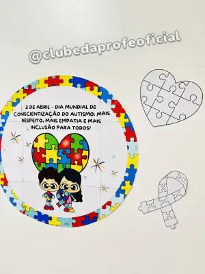 Painel Redondo do Autismo para Pintar