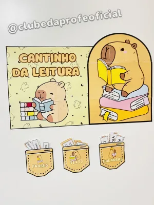 Painel Cantinho da Leitura Tema Capivaras - foto 4 de 6