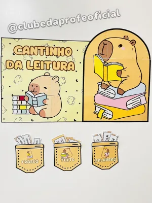 Painel Cantinho da Leitura Tema Capivaras