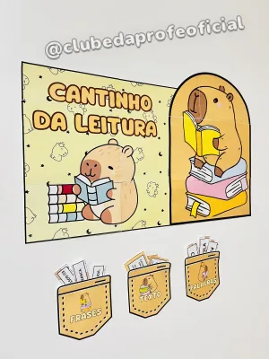 Painel Cantinho da Leitura Tema Capivaras - foto 2 de 6