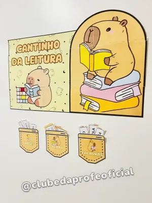 Painel Cantinho da Leitura Tema Capivaras - foto 5 de 6